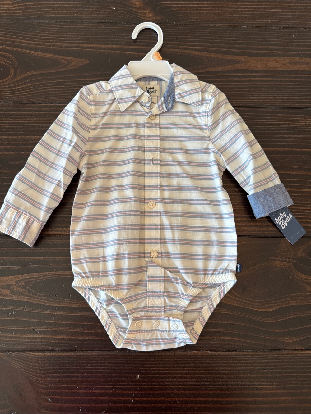 Blue and White Striped Button-Up One-Piece